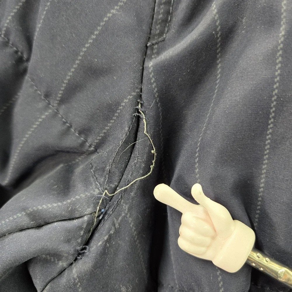 Levi's Men Jacket S Navy Striped Puffer Hooded Zipper READ